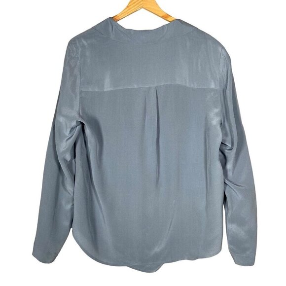 Eileen Fisher Blouse Women Small 100% Silk Crepe de Chine Drape Front Boxy Shirt - Picture 4 of 15